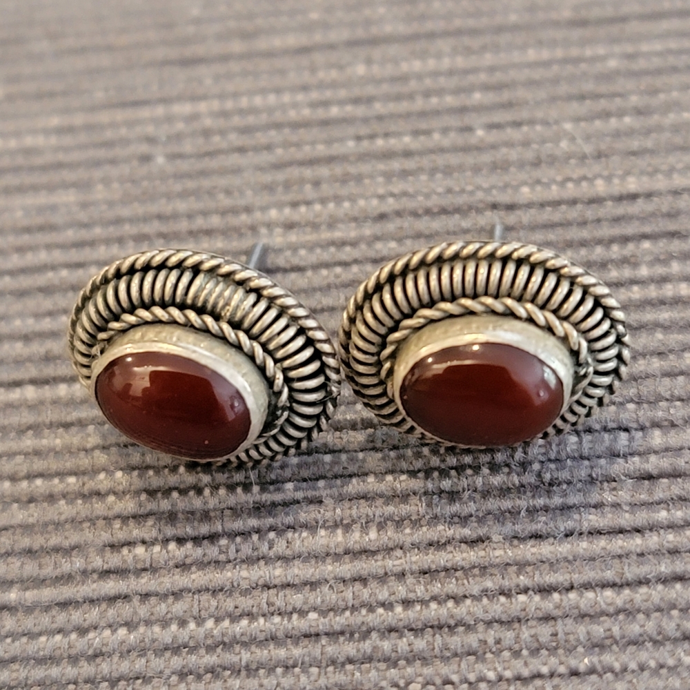 Earrings (Silver/Carnelian)